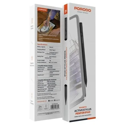 Porodo Magnetic Active Stylus Pen For Ipad - Black